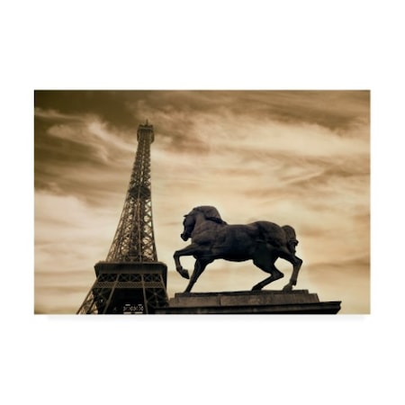 Monte Nagler 'Eiffel Tower And Statue Paris France Monotint' Canvas Art,22x32